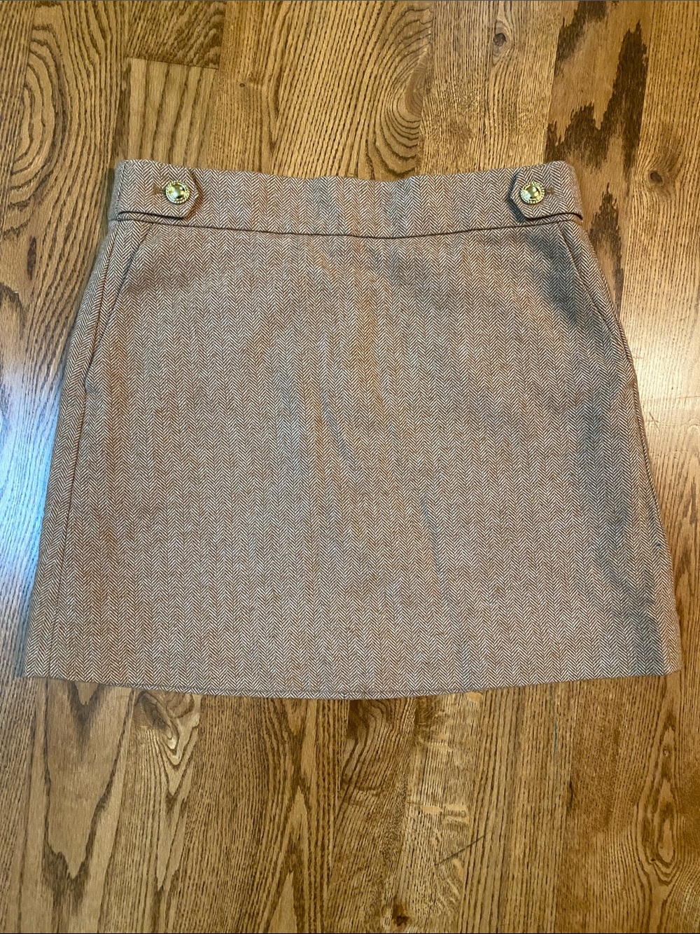J Crew A Line wool mini skirt lined school girl light academia size 10 brown